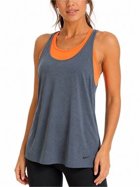 Nike Gray Dri-FIT Racerback Tank Built-In Sports Bra Athletic Workout Top Small